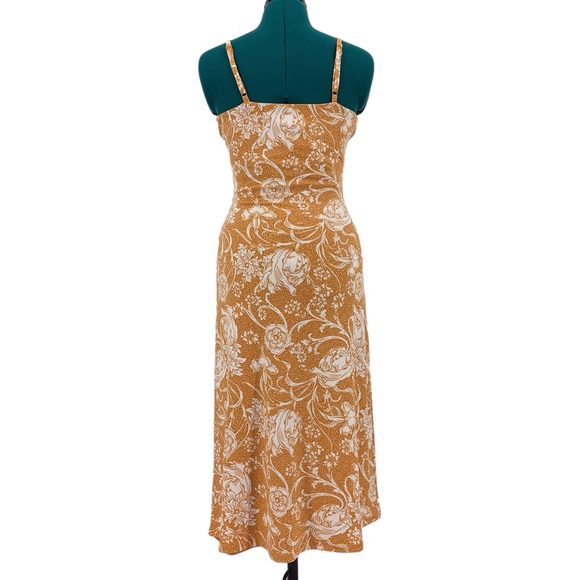 Joie NWT Burnt Orange and Off-White Floral V-Neck Sleeveless Midi Dress, Medium - Picture 8 of 17